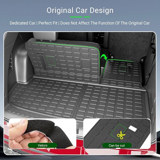 xipoqix 7&8 Seats Cargo Mat Backrest Mat Compatible with 2018-2024 Chevy Traverse TPE Cargo Liner Back Seat Protector Replacement for 2018-2024 Chevy Traverse Accessories (Trunk Mat+Backrest Mats)