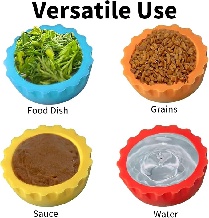 10 Pack Crested Gecko Food and Water Feeding Cups, Reusable Reptile Feeder Dish Tank Accessories for Hermit Crab, Small Lizard, Tarantula, Isopods, Tortoise Colorful