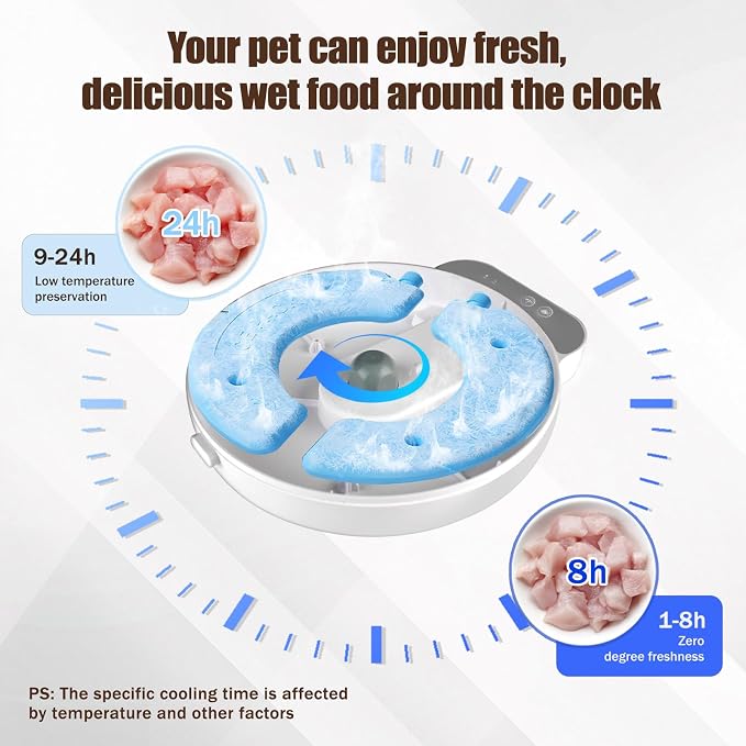 WiFi Automatic Wet Food Cat Feeder with App Control, Auto Refrigerated Wet Foods Feeder for Cats Dogs 4 Meal Timed Fresh Foods Dispenser with 2 Ice Packs for Kitty Puppy Automatic Cat Dog Food Bowl