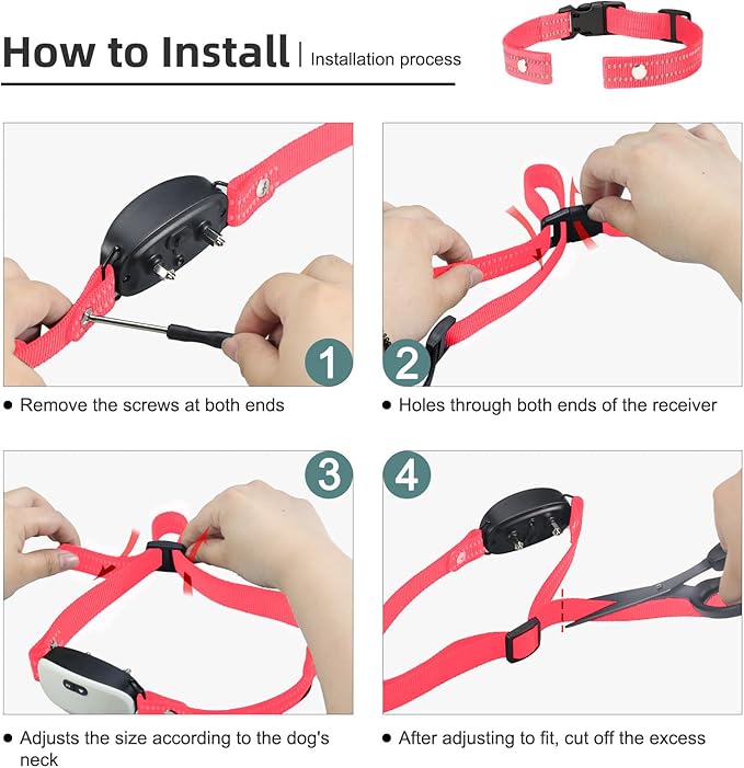 Collar Replacement Strap, Reflective Replacement Nylon Collar Strap Dog GPS Training Bark Receiver Collars, Durable Adjustable E Collar Straps for Small Medium Large Dogs, Hotpink