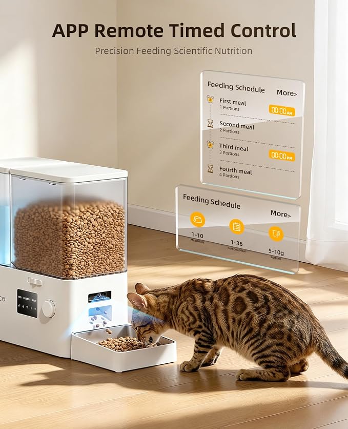 2-in-1 WiFi Automatic Cat Feeder and Water Dispenser with Camera | 1080 HD Camera/Night Vision/2.4G,5G WiFi APP/Customizable Feeding/8.5L Large Capacity/Stainless Steel Bowl/Detachable Clean