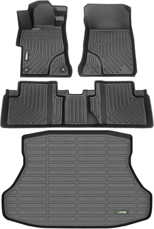 HAFIDI® Floor Mats & Cargo Liner Set Fit for 2015-2012 Honda Civic & Civic Si Only Sedan (Not Coupe) All Weather Protection TPE Anti-Slip Car Full Set Floor Liners Custom Accessories - Black