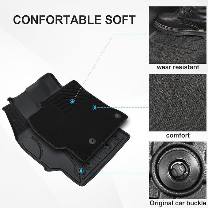 2026 Corolla Floor Mats Compatible with 2020-2024 2025 Toyota Corolla Sedan, AOMSAZTO All Weather Protection Floor Liners 2-Layer Comfortable Carpet Car Mats Corolla Accessories, Black