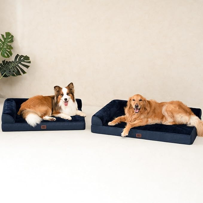 EHEYCIGA Extra Large Dog Bed Othorpedic, Memory Foam XL Dog Bed with Washable Removable Cover, Waterproof Pet Sofa Couch XLarge Size Dogs with Nonskid Bottom, 44x32x6.5, Navy Blue | Washable Removable Cover, Waterproof Flat Pet Sofa Couch with Nonskid ...