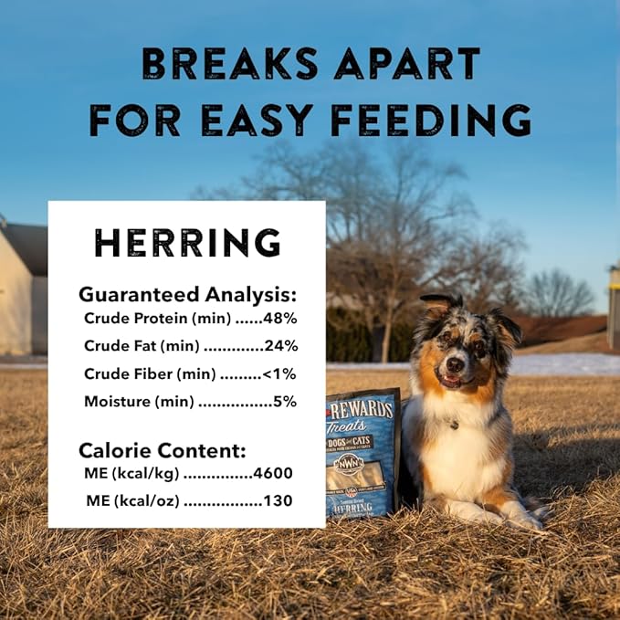 Northwest Naturals Raw Rewards Freeze-Dried HerringTreats for Dogs and Cats - Bite-Sized Pieces - Healthy, 1 Ingredient, Human Grade Pet Food, All Natural, Proudly Made in USA, 13oz