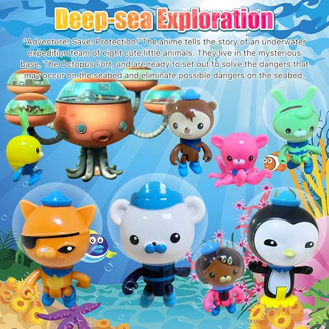 CHANECALL Action Figures Toy, 8 Pcs Cake Topper Figures Decorations, Mini Animals Figurines Playset, Ocean Educational Toys Set for Kids for Birthday Party Supplies Christmas