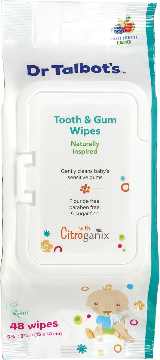 Dr. Talbot's Baby Tooth and Gum Wipes Naturally Inspired With Citroganix, 2-pack, 96 count