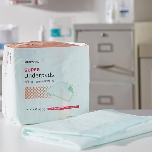 McKesson Super Underpads, Moderate Absorbency, 30 x 36 in, 100 ct | Disposable Chux Pads for Adults, Elderly, and Baby, Pee Pads, Adult Incontinence Bed Pads