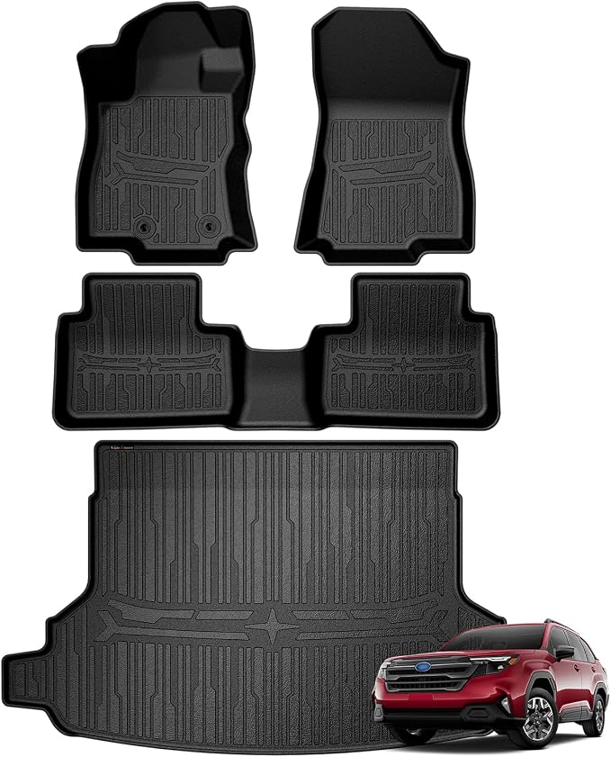 TripleAliners Trunk Mat & Floor Mats Full Set Compatible with 2025 2026 Subaru Forester All Weather TPE, Custom Anti-Slip (Floor Mats+Trunk Mat) (Won't Fit Hybrid)