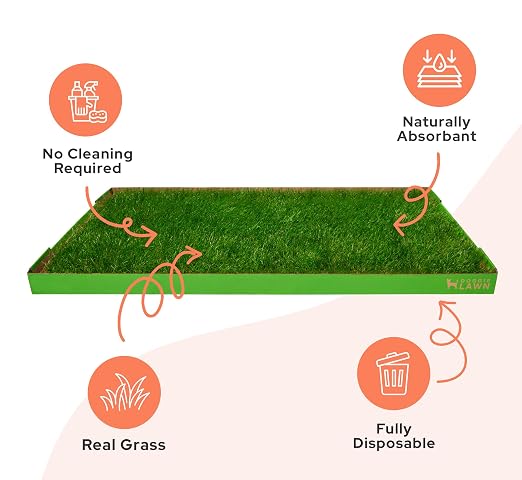 DoggieLawn Real Grass Dog Pee Pads with Tray - XLarge Dog Potty Pad 48x24 | No-cleaning, odor-reducing puppy potty training pad for housebreaking, indoor or outdoor use, real grass, replace when needed