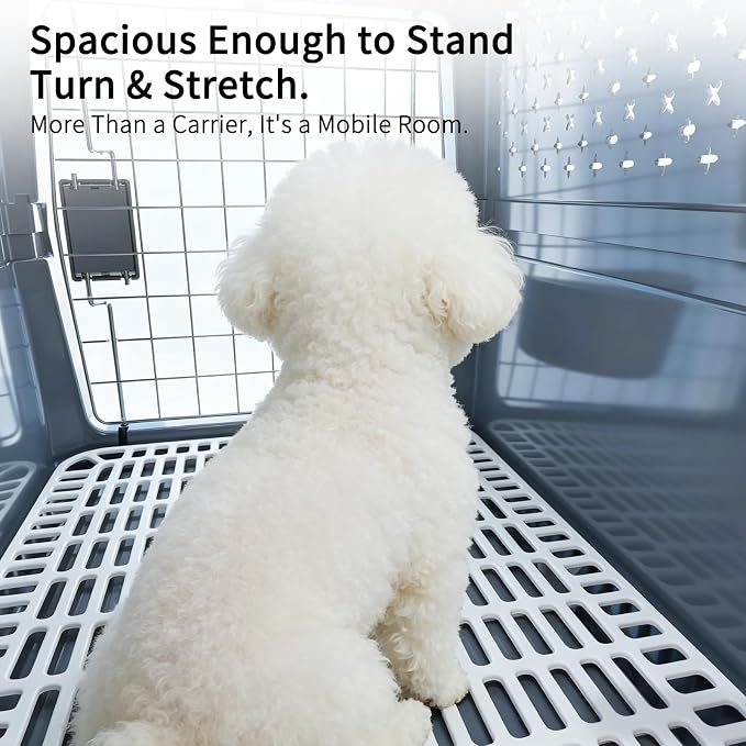 RIZZARI Portable Cat & Dog Carrier for Medium Pets:Hard-Sided Pet Travel Carrier