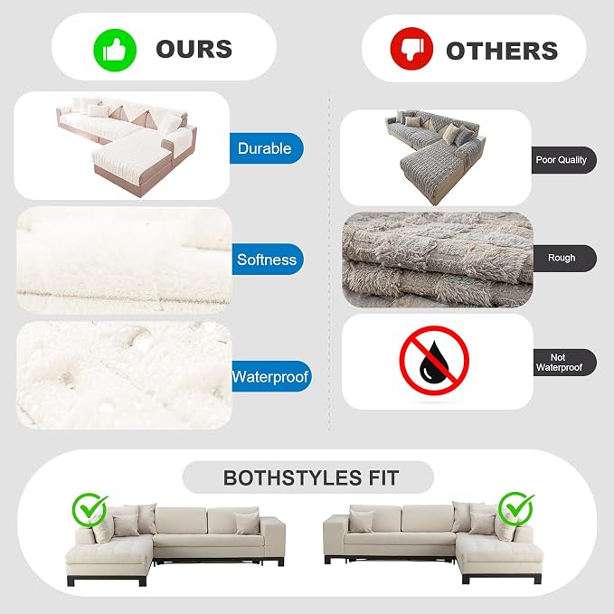 FUANGUI 2 Pack Waterproof Couch Cover for Dogs for Sectional Sofa | Washable Pet Couch Covers for Pets, Non Slip 2 PCS L Shaped Sofa Slipcover, Sofa Covers for 3 Cushion Couch Sofa Pet Friendly