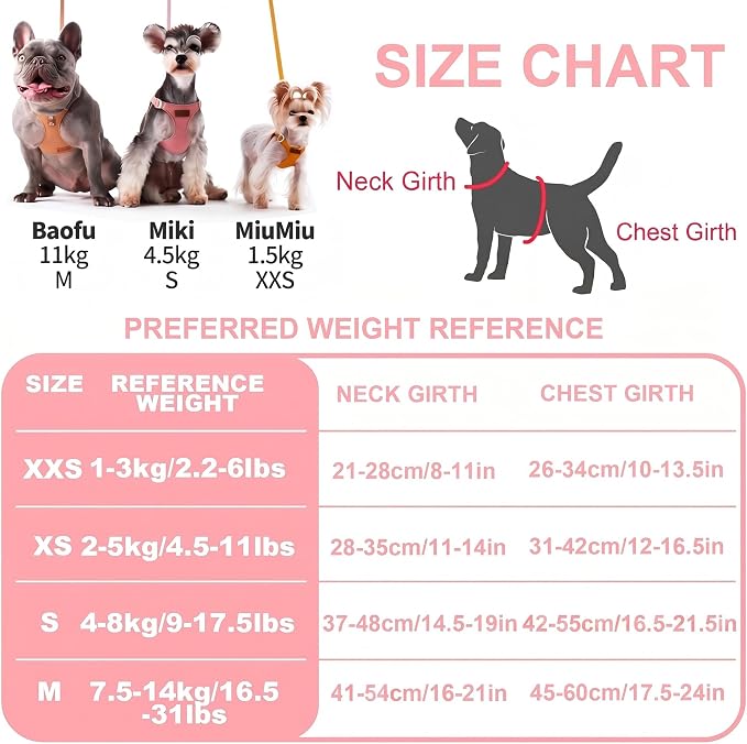 Puppytie XXS Puppy Harness and Leash Set, Pink, XXS (2.2–6 lbs) | Puppy Harness for Small Dogs, Teacup and Yorkie Harness, Soft Lightweight and Adjustable, XXS Dog Harness for Daily Walks