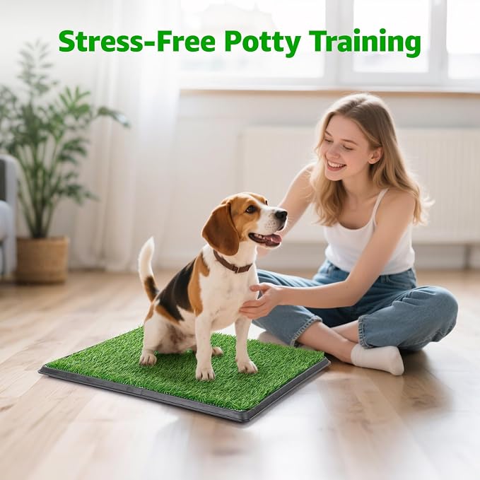 Portable Dog Grass Pad with Tray 20"x30", for Indoor Outdoor Potty Training | Dog Litter Box, Easy to Clean, Pet Loo, Artificial Grass Patch, Washable Pee Pad, Ideal for Patio Balcony Apartment