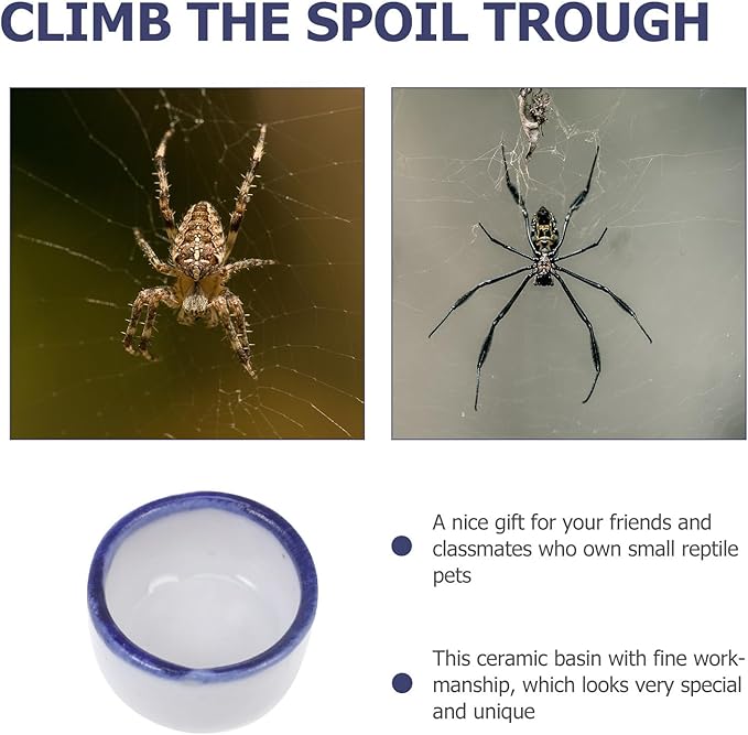 SHINEOFI 12pcs Small Ceramic Water Basins Reptile Tank Bowls Scorpion and Spider Drinking Containers Terrarium Feeding Bowls for Crawling Pets