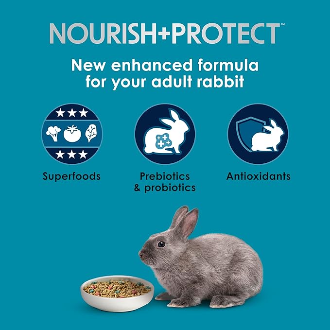 Kaytee Forti-Diet Pro Health Nourish+Protect Adult Rabbit Food, Comprehensive Nutrition Backed by Science, Digestive Health, Immune Support, 8 pounds