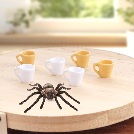 6 Pack Spider Micro Water Bowl Tarantula Resin Feeding Bowl for Tarantula Spider Millipede Tiny Bugs (Yellow and White)
