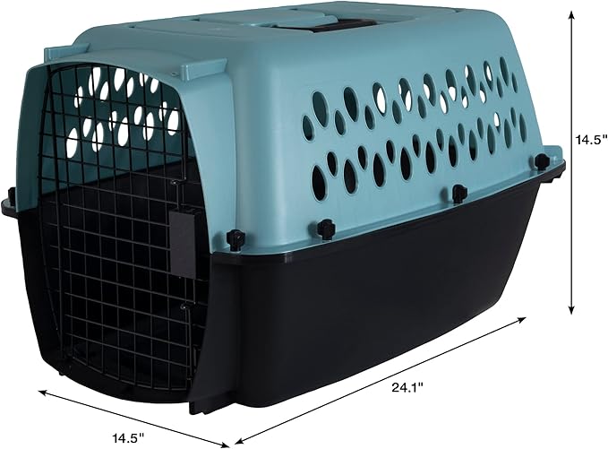 Petmate Fashion Vari Dog Kennel - Portable Crate for Pets 10-20 lbs - Airline-Friendly Pet Carrier - Durable Plastic Shell - For Home and Travel - Made in USA - 24 Inches - Light Blue | Airline friendly travel crate, durable plastic shell, secure carri...