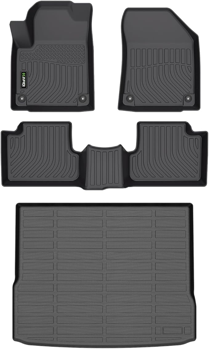 HAFIDI® Floor Mats & Cargo Liner Set Fit for 2019-2023 Jeep Cherokee (Not for Grand Cherokee & L or WK) All Weather Protection TPE Anti-Slip Automotive Full Set Floor Liners Custom Accessories - Black