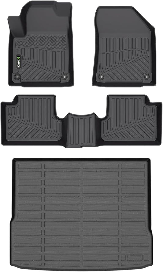 HAFIDI® Floor Mats & Cargo Liner Set Fit for 2019-2023 Jeep Cherokee (Not for Grand Cherokee & L or WK) All Weather Protection TPE Anti-Slip Automotive Full Set Floor Liners Custom Accessories - Black
