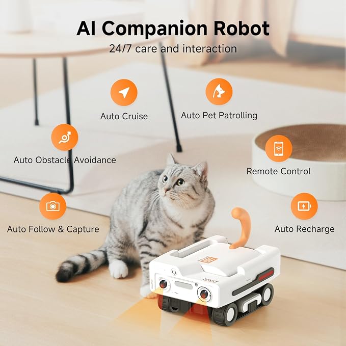 A3 AI Pet Companion Robot Pet Robot Camera Automatic Pet Tracking | Plastic | Pet, Child, Security, Elderly | Auto obstacle avoidance, Auto Recharge | 2K