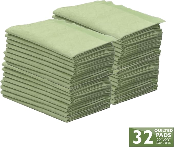 Four Paws Wee-Wee Superior Performance Eco Bamboo Dog Pee Pads, 32 Count | Earth friendly, bleach-free, dye-free, dog & puppy potty training pads, leak-proof, 24-hour protection pee pads, 22" x 23"