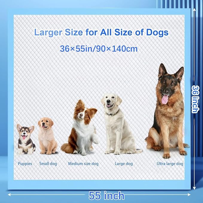 XXXXL Puppy Pee Pads for Dogs 36"x55" 40 Count, Extra Large Dog Pee Pads, Super Absorbent & Leak-Proof Disposable Potty Pads, Thicken Puppy Training Pads for Dogs, Cats and Rabbits