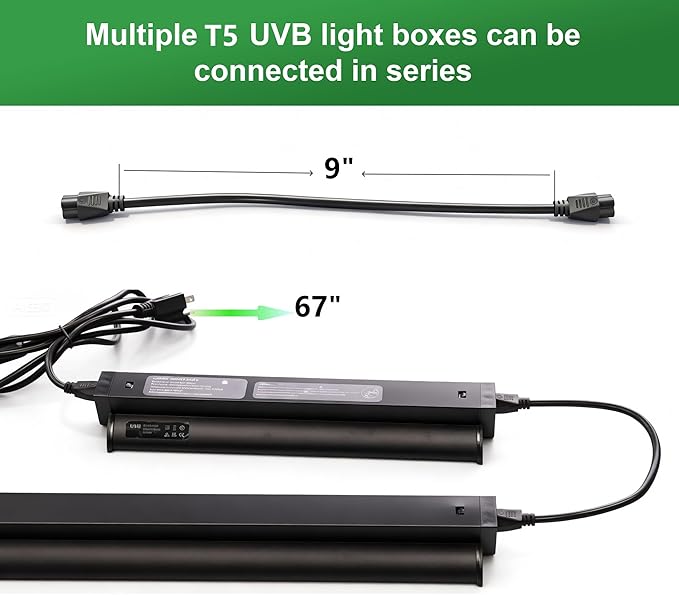 Leoterra T5 8W 10.0 UVB Reptile Light Fixture and Bulb Kit, High Output UVB/UVA Lighting System Linkable Design,Multiple Mounting Options for Bearded Dragons, Tortoises, Uromastyx - Plug and Play