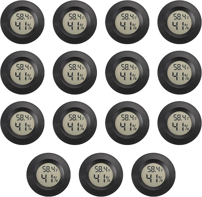 Mini Hygrometer Digital Thermometer Humidity Meter 15 Pack Hygrometer Thermometers Indoor/Outdoor Humidity Monitor Reptile Thermometer for Humidors Greenhouse Garden Cellar Fahrenheit(℉)/ Celsius(℃)