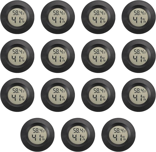 Mini Hygrometer Digital Thermometer Humidity Meter 15 Pack Hygrometer Thermometers Indoor/Outdoor Humidity Monitor Reptile Thermometer for Humidors Greenhouse Garden Cellar Fahrenheit(℉)/ Celsius(℃)