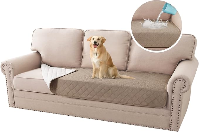 H.VERSAILTEX Couch Cover for Dogs Washable 100% Waterproof Sofa Cushion Cover Dog Bed Cover Non-Slip Pet Blanket for Sofa Cushion Protector, 35" x 82", Khaki