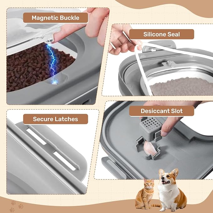 SEWIU Dog Food Storage Container Up to 2pack*20LB,Collapsible Dog Food Container with Travel Silicone Bowl and Scoop for Dog/Cat/Bird Food/Cat litter,Keep Dry Food Fresh,Easy to Move.