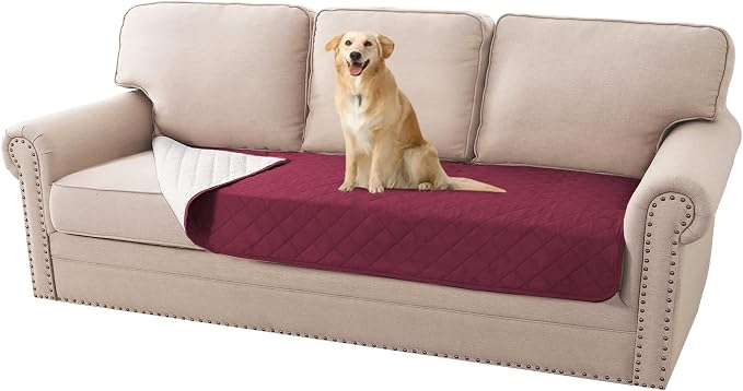 H.VERSAILTEX Couch Cover for Dogs Washable 100% Waterproof Sofa Cushion Cover Dog Bed Cover Non-Slip Pet Blanket for Sofa Cushion Protector, 35" x 74", Burgundy