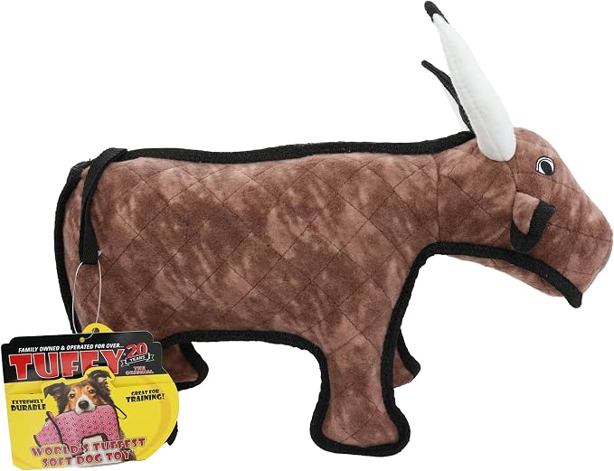 TUFFY® : Medium Bull Dog Toy: Ultra Durable Plush Toy with Multiple Layers & Reinforced Seams, Washable and Floats, Original Construction