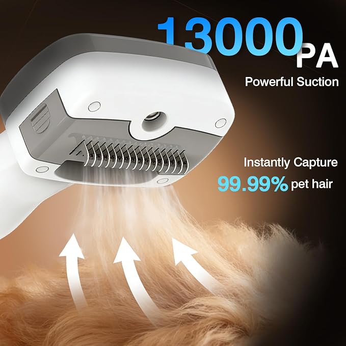 Dog Grooming Vacuum, 13000Pa & 2L Dust Cup & <55dB, 5-in-1 Self-Cleaning Pet Hair Vacuum with Spray Brush for Shedding, Quiet Deshedding Kit for Dogs Cats | self-cleaning with spray brush for shedding,Quiet <55dB,Includes clipper & steam brush,Home gro...
