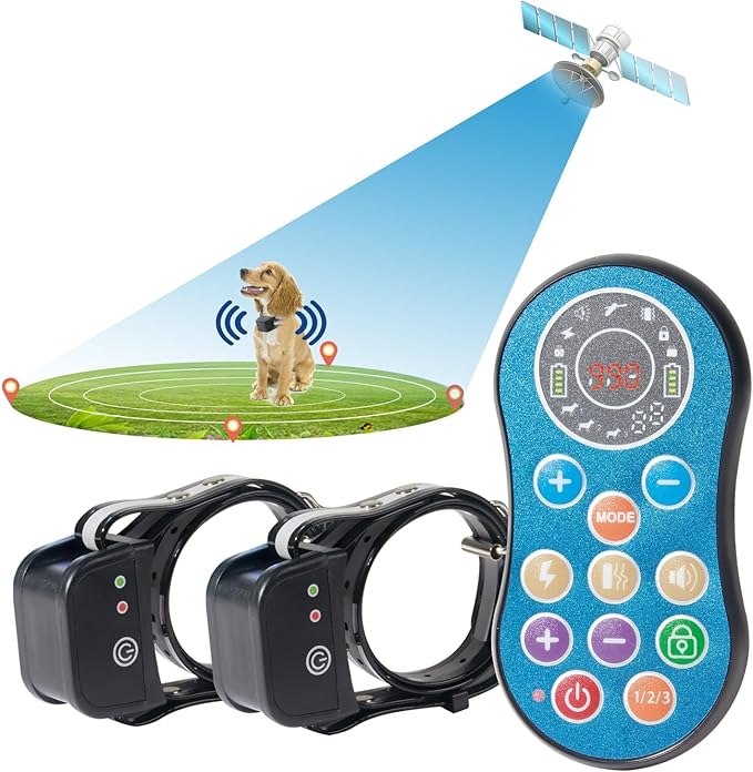 DOTSTAR Wireless Dog Fence GPS Training Collar Pet Electric System, Wireless Dog Fence Adjustable Range 50-990 Feet, Wireless Charging Dog Fence, Fully Sealed Waterproof Collar Receiver