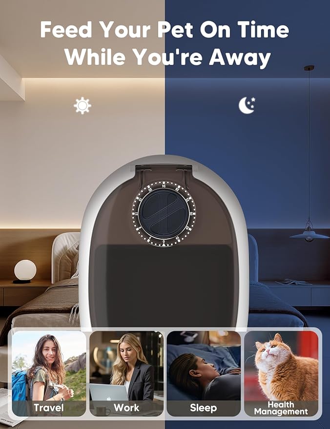 WOPET Automatic Cat Feeder, 48-Hour Timed Pet Food Dispenser with Ice Pack for Freshness, Yogurt & Canned Meals – Perfect for Cats, Kittens & Small Dogs