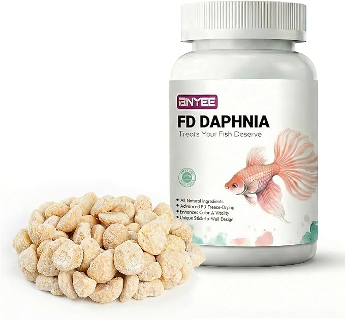 Daphnia All Natural Tropical Fish Food for Small to Medium Sized Saltwater & Freshwater Fish - Betta Guppy Discus Cichlids Discus Goldfish Angel Fish