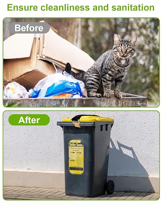 Bear Proof Trash Can Lid Lock, Universal Adjustable Garbage Can Locks for Raccoons Squirrels Dogs, No-Drill Trash Bin Security Strap Outdoor to Prevent Animals and Strong Winds