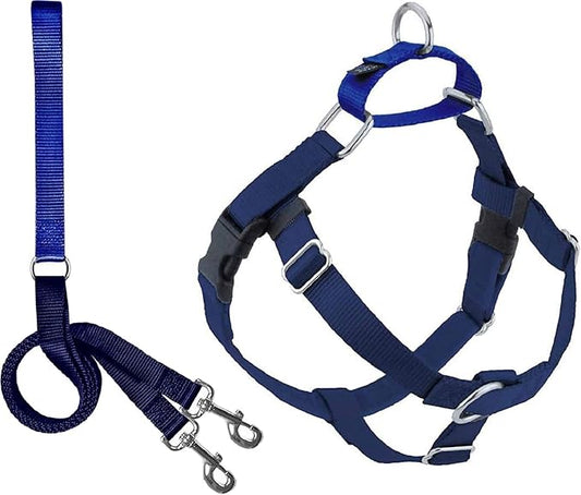 2 Hounds Design Freedom No Pull Dog Harness, Adjustable Harness and Leash Set, Easy Walking & Comfortable Control, Fits Small, Medium & Large Dogs, Solid Colors, Made in USA, 1" LG, Navy