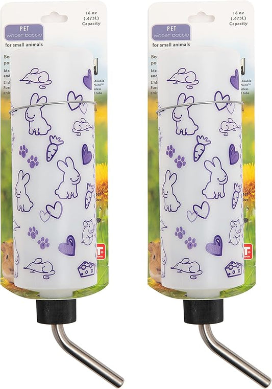 Lixit® Original Super Seal Classic Water Bottle for Rabbits, Cats, Ferrets, Hamsters, Guinea Pigs, Gerbils and Other Small Animals - Made in USA (Frosted (Pack of 2), 16 Ounce)