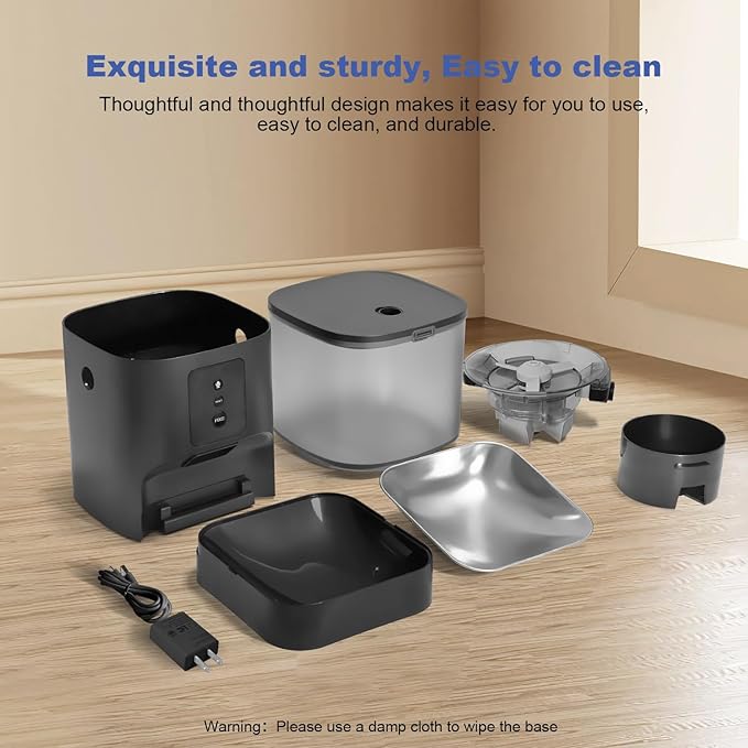 2.4G/5G Automatic Cat Feeder, 4L WiFi Food Dispenser with 10s Voice Recorder, Pet Feeder up to 10 Meals per Day, Timed Cat Feeder with Dry Food Sealed Ring(Matte Black, 4.0 L)