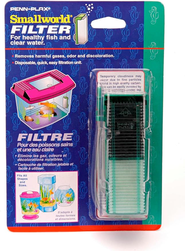 Penn-Plax Small World Aquarium Filter – Comes with a Disposable Media – Safe for Freshwater and Saltwater Setups (SWF1)