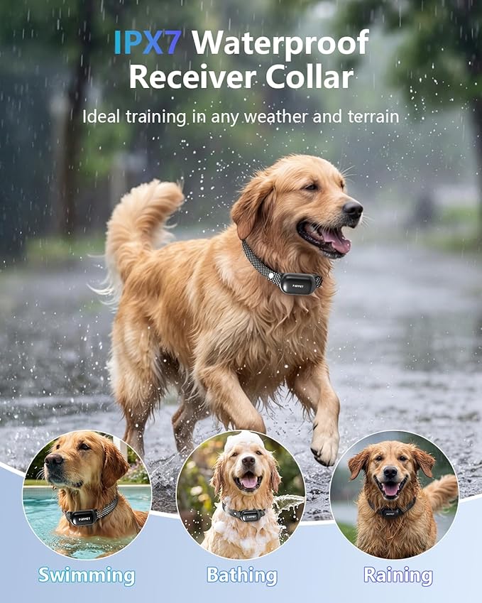 PATPET Dog Training Collar with Remote - Electric Dog Shock Collars for Small Medium Large Dogs, 3 Adjustable Safe Modes Rechargeable Waterproof E Collar for Dogs (8-120 lbs)