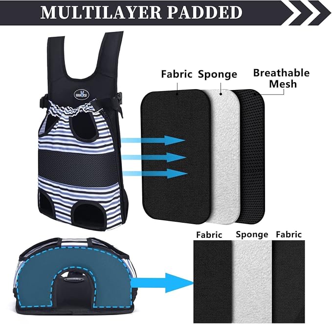Wakytu Pet Carrier Backpack, Pet Front Dog Carrier Backpacks, Adjustable Pet Front Cat Dog Carrier Backpack Travel Bag, Legs Out, Easy-Fit for Traveling Hiking Camping for Small Cats Dogs