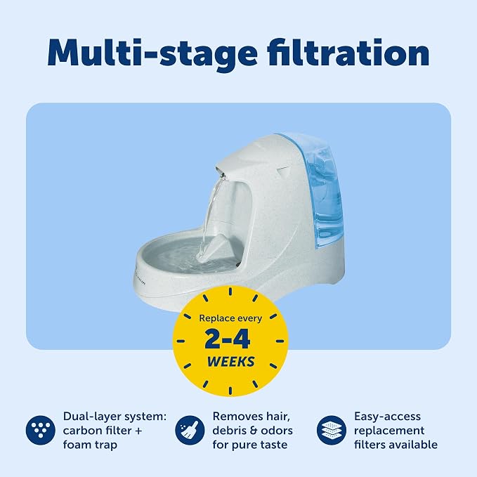 PetSafe Drinkwell Platinum Cat Water Fountain, 168 oz/5L, Grey | Free-Falling Stream Encourages Drinking, Snap-on Lid Prevents Removal, Includes Replaceable Carbon Filter
