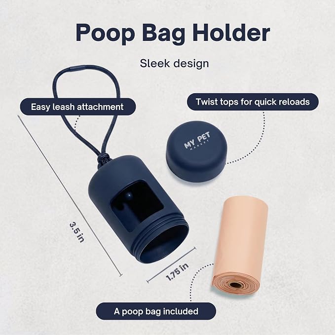 No Pull Dog Harness and Leash Set 3-in-1 Adjustable Anti Pull Dog Harness with Hands-Free Matching Leash,Poop Bag Holder,Easy Walk Dog Harness Medium Sized Dog(Navy Blue)