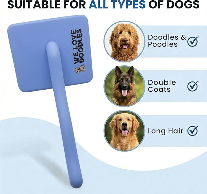 Slicker Brush for Dogs, Pet Grooming Brushes for Doodles & Poodles, Large | Best Brush For Long Haired Dogs, Dematting Comb & Deshedding Tools For Goldendoodle Coats, Puppy Matting Grooming Supplies