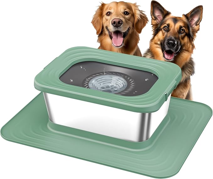 Decflow 10L Stainless Steel Dog Water Bowl, No Spill Anti-Splash Bowls | Slow Drinking for Messy Drinkers, XXl Anti-Skid Silicone Mat,Heavy Duty Pet Bowls for Indoor/Outdoor Use