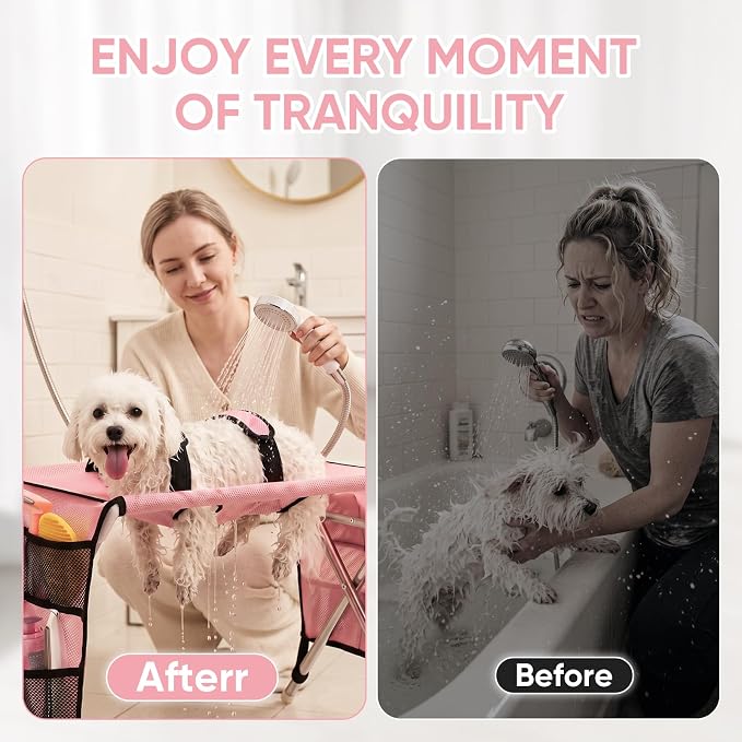 Pet Grooming Hammock with Stand, Foldable for Small Dogs & Cats